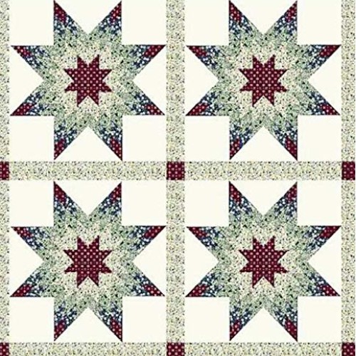 90 Wide Cheater Quilt Top Calico Star Hunter and Burdy. Fabric...