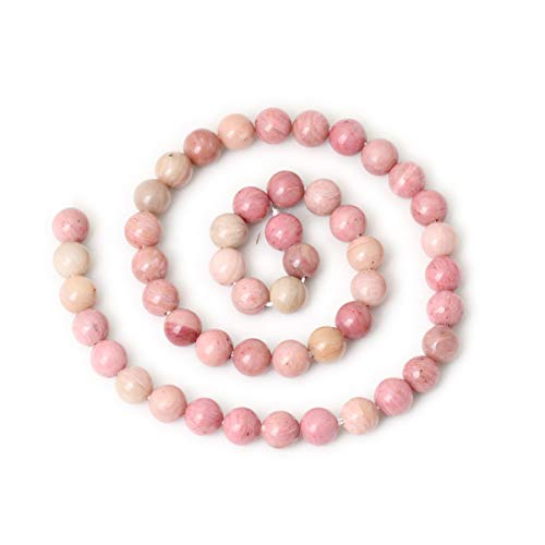CHEAVIAN 45PCS 8mm Natural Rhodochrosite Gemstone Smooth Round Loo...
