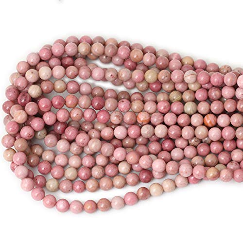 CHEAVIAN 45PCS 8mm Natural Rhodochrosite Gemstone Smooth Round Loo...