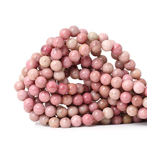 CHEAVIAN 45PCS 8mm Natural Rhodochrosite Gemstone Smooth Round Loo...