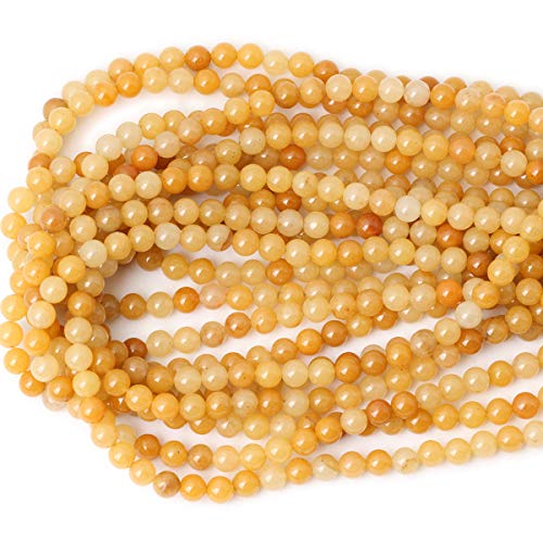 CHEAVIAN 60PCS 6mm Natural Yellow Jade Multi-Color Gemstone Round ...