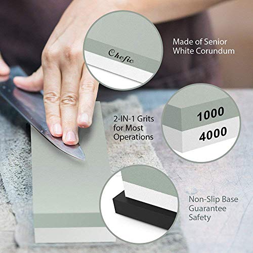 Whetstone Sharpening Stone 1000/4000 Grit - Chefic Premium Knife S...