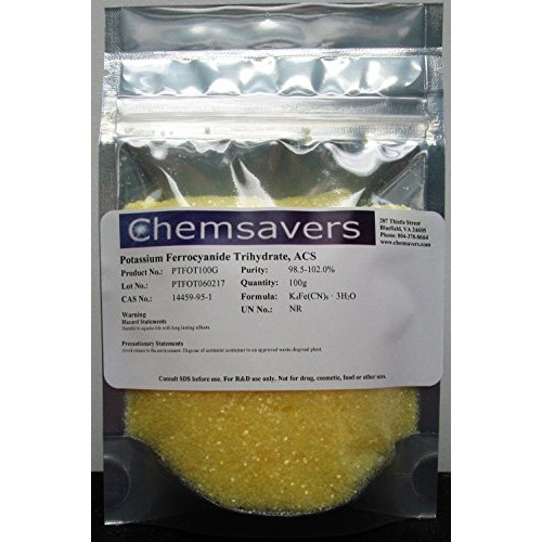 Potassium Ferrocyanide Trihydrate, ACS, 98.5-102.0%, 100g