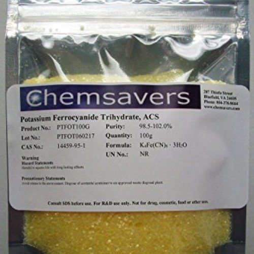 Potassium Ferrocyanide Trihydrate, ACS, 98.5-102.0%, 100g