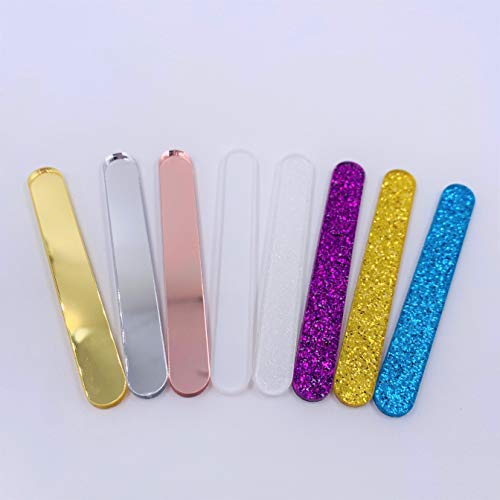 Reusable Acrylic Cakesicle Popsicle Sticks Pack of 50 Clear Glitter