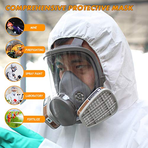 15 in 1 Full Face Respirator,Anti-Fog Respiratory Supplies Wide Fi...