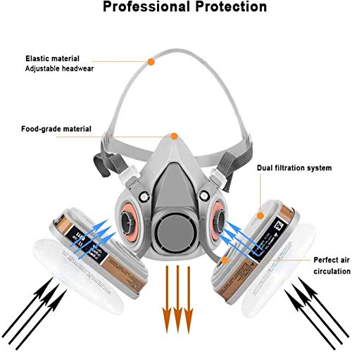 7 in 1 Reusable Half Face Respirator for 6200 Painting Spray with ...
