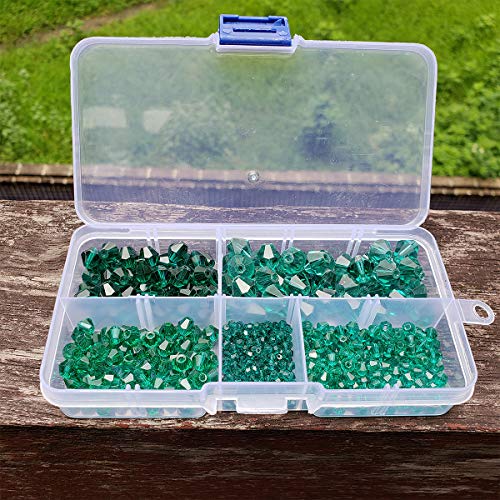 Chengmu 2-10mm Bicone Peacock Green Glass Beads for Jewelry Making...