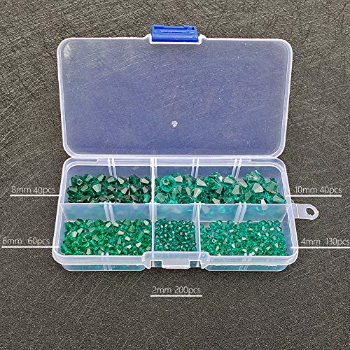 Chengmu 2-10mm Bicone Peacock Green Glass Beads for Jewelry Making...