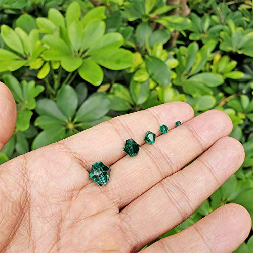 Chengmu 2-10mm Bicone Peacock Green Glass Beads for Jewelry Making...