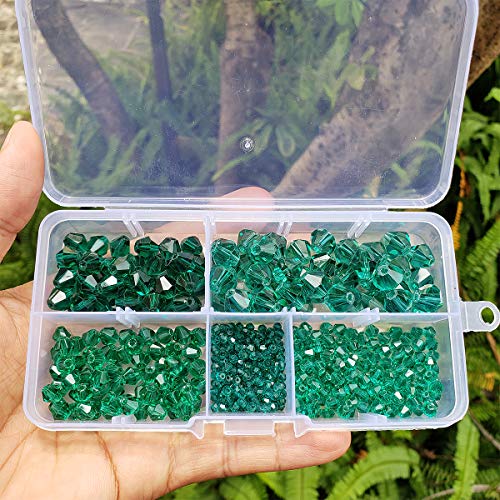 Chengmu 2-10mm Bicone Peacock Green Glass Beads for Jewelry Making...