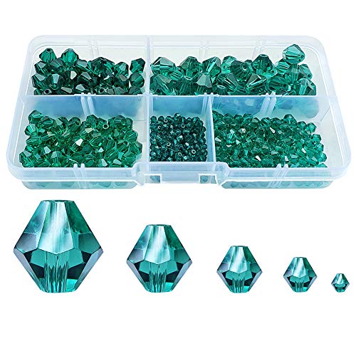 Chengmu 2-10mm Bicone Peacock Green Glass Beads for Jewelry Making...