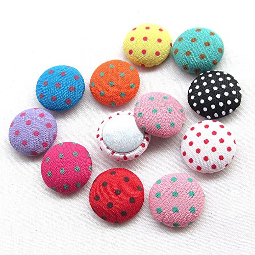 Chenkou Craft 100pcs 12MM1/2 Polka Dot Flatback Fabric Covered ...