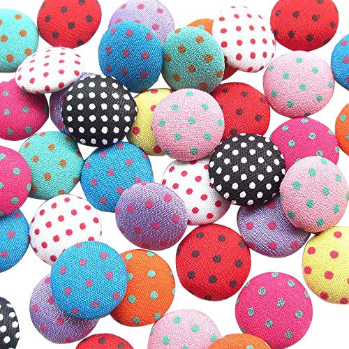 Chenkou Craft 100pcs 12MM1/2 Polka Dot Flatback Fabric Covered ...