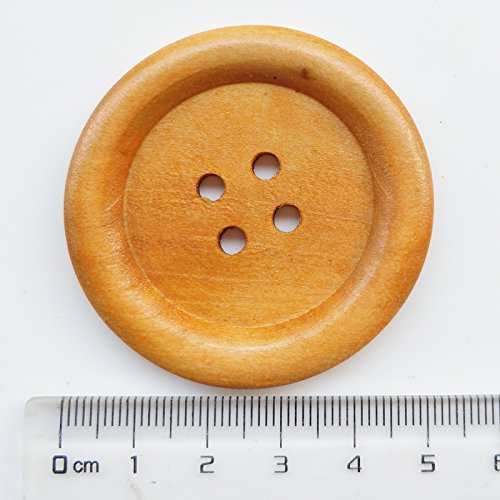 Chenkou Craft 20pcs Big Size 50mm 2 Round Wood Buttons 4 Holes Cr...