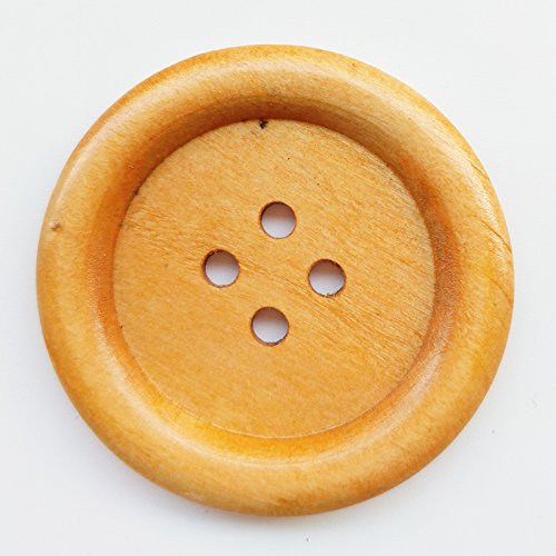 Chenkou Craft 20pcs Big Size 50mm 2 Round Wood Buttons 4 Holes Cr...