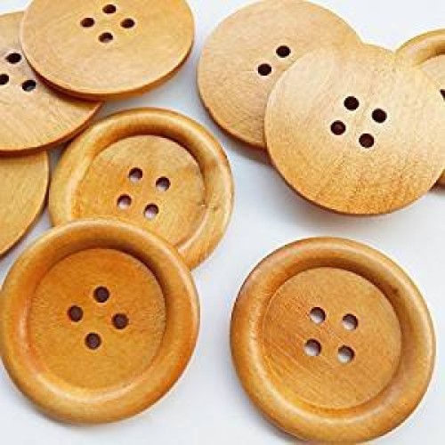 Chenkou Craft 20pcs Big Size 50mm 2 Round Wood Buttons 4 Holes Cr...