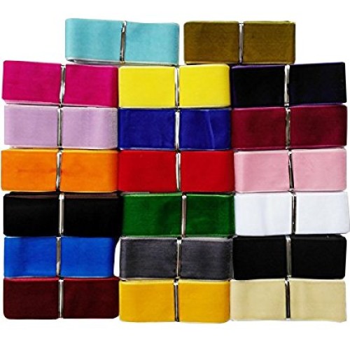 Chenkou Craft 20Yards 1 1/2 Velvet Ribbon Total 20 Colors Assorte...