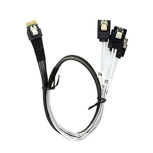 CY Slim Line SAS 4.0 SFF-8654 4i 38 Pin Host to 4 SATA 7 Pin Targe...