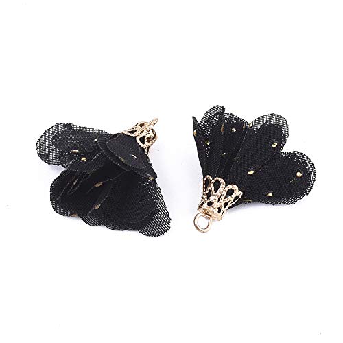 Cheriswelry 300pcs Cloth Fabric Flower Pendants Chiffon Floral Pet...
