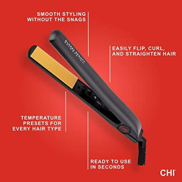 CHI Original Ceramic Hair Straightening Flat Iron | 1 Plates | Bl...