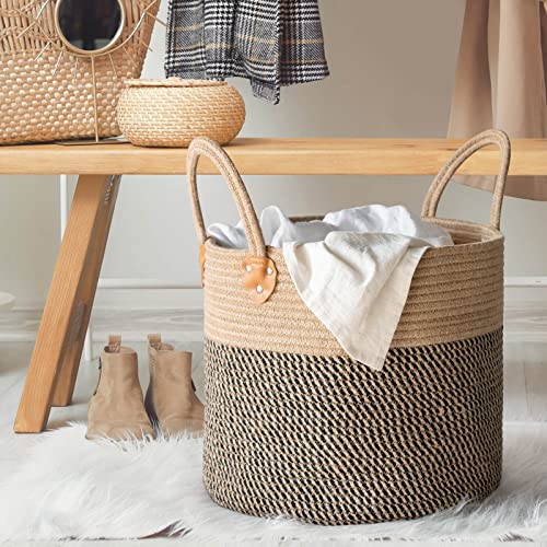 CHICVITA Jute Woven Storage Basket With Handles, Wicker Floor Bask...