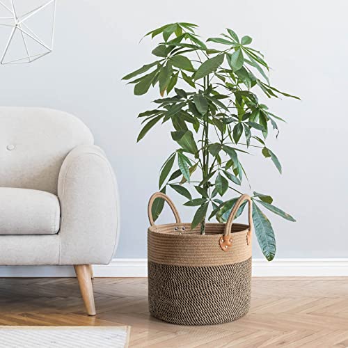 CHICVITA Jute Woven Storage Basket With Handles, Wicker Floor Bask...