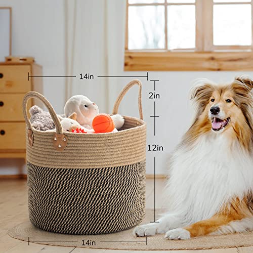 CHICVITA Jute Woven Storage Basket With Handles, Wicker Floor Bask...