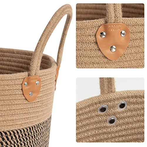 CHICVITA Jute Woven Storage Basket With Handles, Wicker Floor Bask...