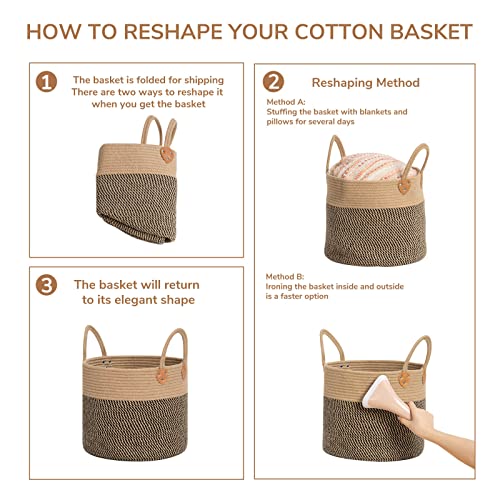 CHICVITA Jute Woven Storage Basket With Handles, Wicker Floor Bask...