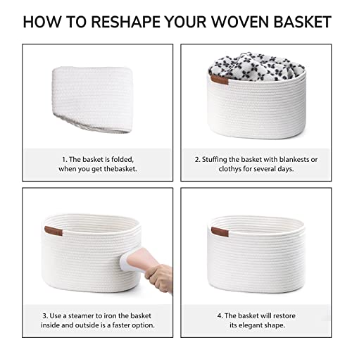 CHICVITA Woven Storage Basket for Shelves, Cotton Rope Dog Toy Bin...