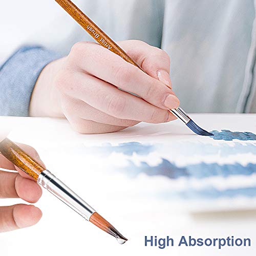 CHIHIC Artist Watercolor Brushes, Round Pointed Tip Paint Brushes ...