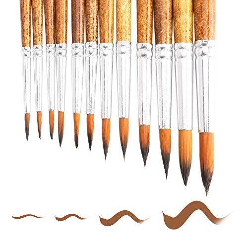 CHIHIC Artist Watercolor Brushes, Round Pointed Tip Paint Brushes ...