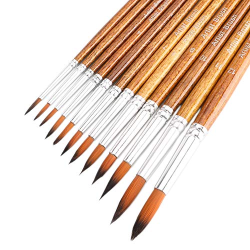 CHIHIC Artist Watercolor Brushes, Round Pointed Tip Paint Brushes ...