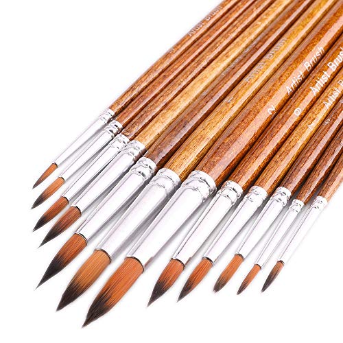 CHIHIC Artist Watercolor Brushes, Round Pointed Tip Paint Brushes ...