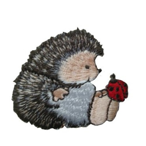 2 pieces HEDGEHOG & LADYBIRD Iron On Patch Fabric Applique Motif C...