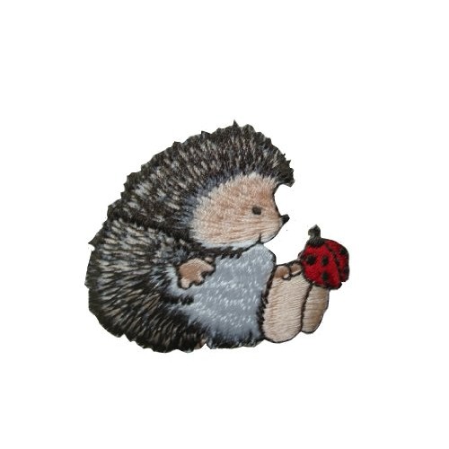 2 pieces HEDGEHOG & LADYBIRD Iron On Patch Fabric Applique Motif C...