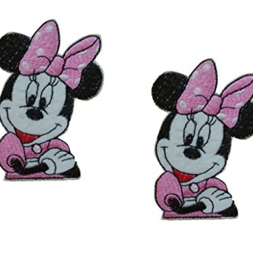 2 pieces Mouse Iron On Patch Fabric Children Kids Embroidered Appl...