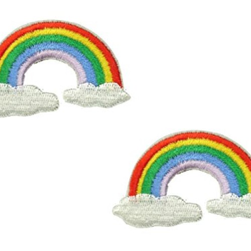 2 pieces RAINBOW & CLOUDS Iron On Patch Applique Embroidered Motif...