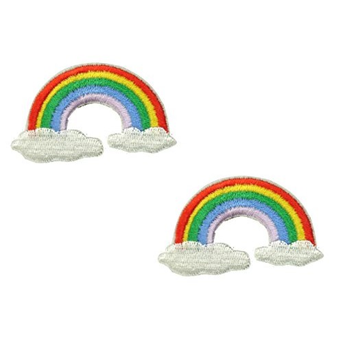 2 pieces RAINBOW & CLOUDS Iron On Patch Applique Embroidered Motif...