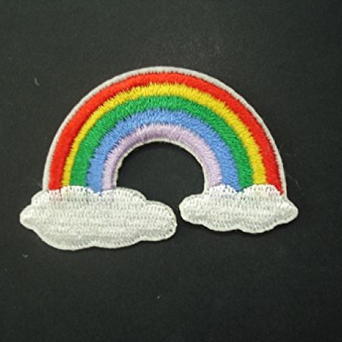 2 small pieces RAINBOW & CLOUDS Iron On Patch Applique Embroidered...