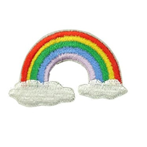 2 small pieces RAINBOW & CLOUDS Iron On Patch Applique Embroidered...