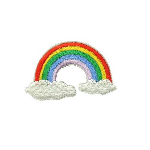2 small pieces RAINBOW & CLOUDS Iron On Patch Applique Embroidered...