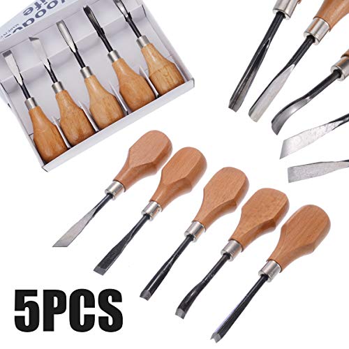 Professional Wood Carving Hand Chisels Tools 5Pcs /Set Woodworking...