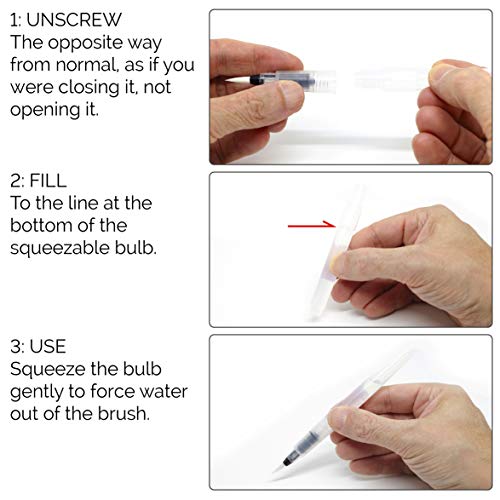 Water Brush Pens by Chromatek. Set of 6 Aqua Pen Painting Brushes....