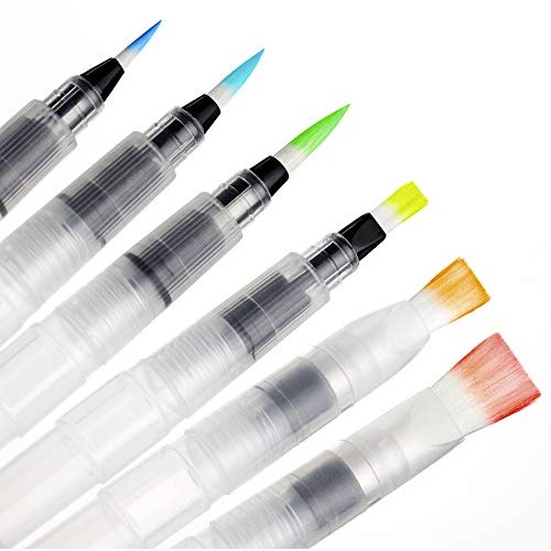 Water Brush Pens by Chromatek. Set of 6 Aqua Pen Painting Brushes....