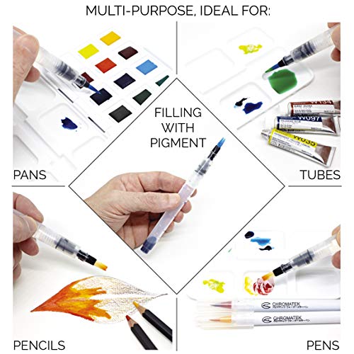 Water Brush Pens by Chromatek. Set of 6 Aqua Pen Painting Brushes....