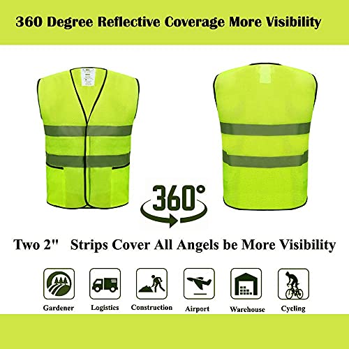 CIMC,Pockets Yellow Reflective High Visibility Safety Vests 10 pac...