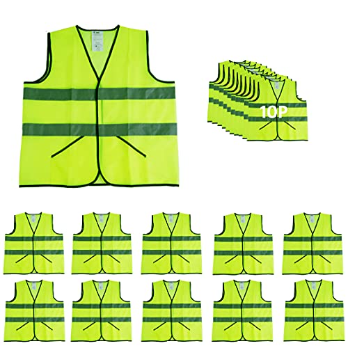 CIMC,Pockets Yellow Reflective High Visibility Safety Vests 10 pac...