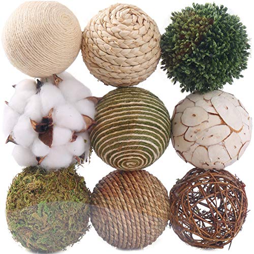 CIR OASES 9pcs 3.5Inch Fall Decorative Ball Orb Rattan Ball Rattan...